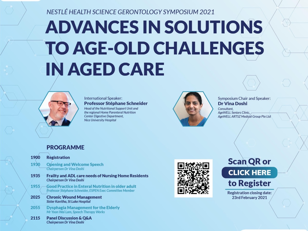 FREE Webinar Nestle Health Science Gerontology Symposium 2021: Advances in Solutions to Age-Old Challenges in Aged Care
